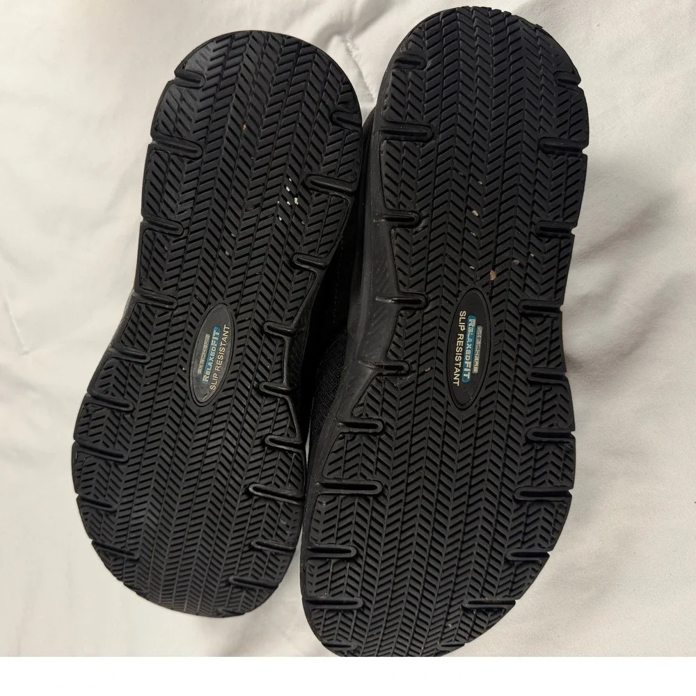 Skechers Work Relaxed Fit Mens Black Slip On Slip Resistant‎ Memory Foam Shoes